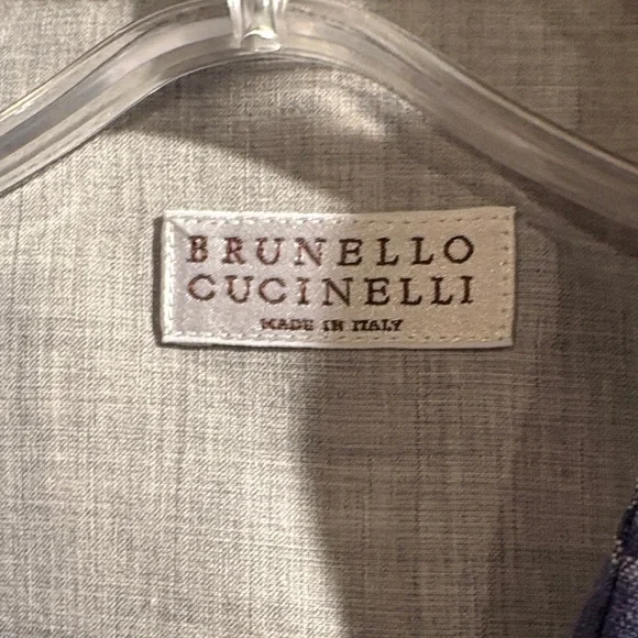 Brunello Cucinelli Navy Linen Checkered Shirt - Picture 2 of 5